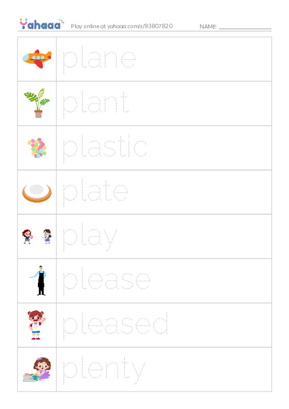 1000 basic English words: P 4 PDF one column image words