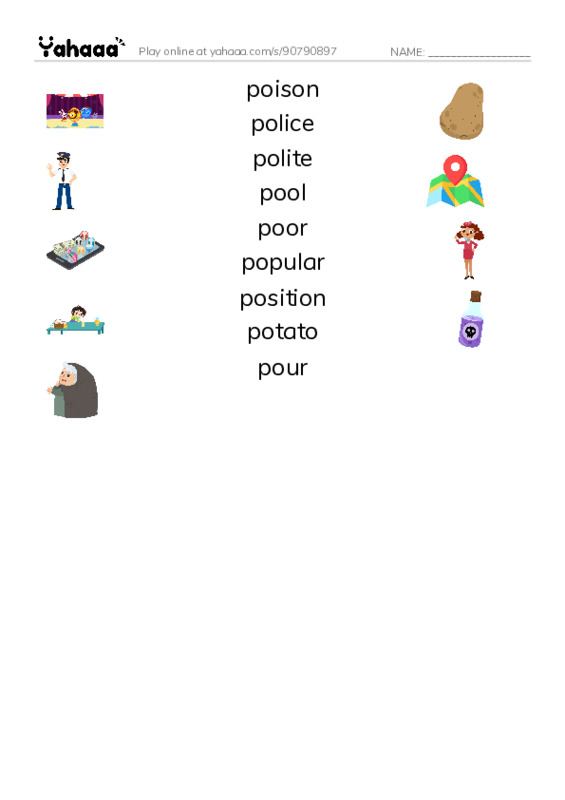 1000 basic English words: P 5 PDF three columns match words