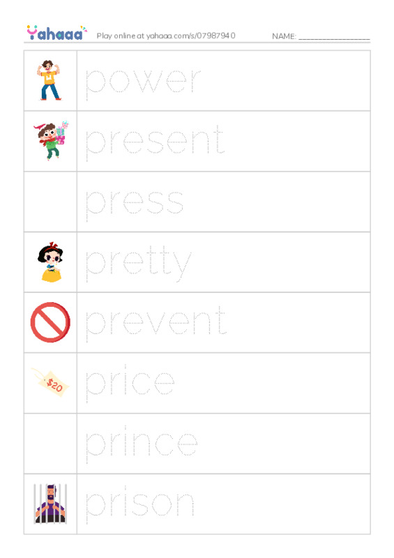 1000 basic English words: P 6 PDF one column image words