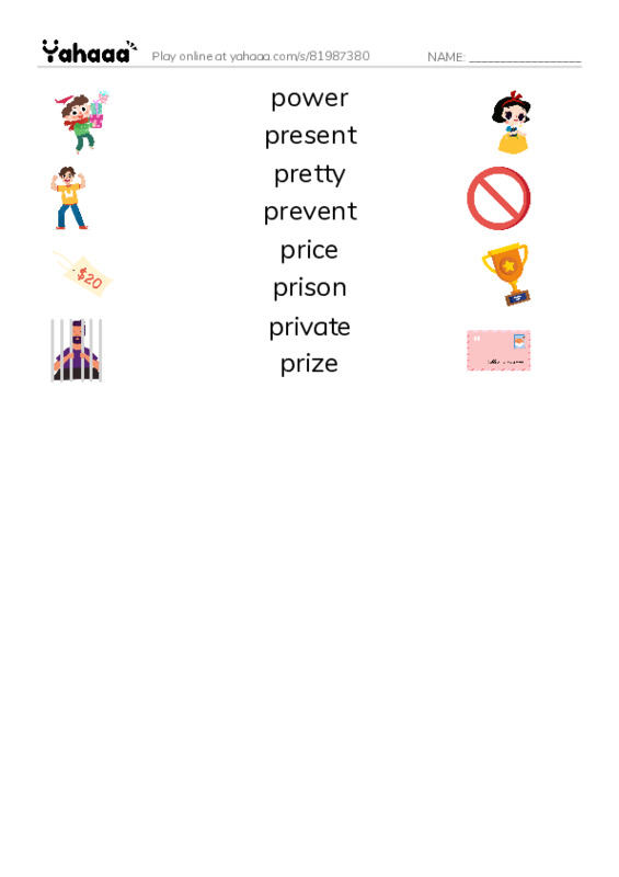 1000 basic English words: P 6 PDF three columns match words