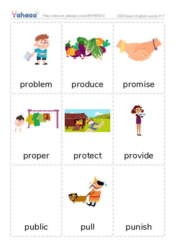1000 basic English words: P 7 PDF flaschards with images