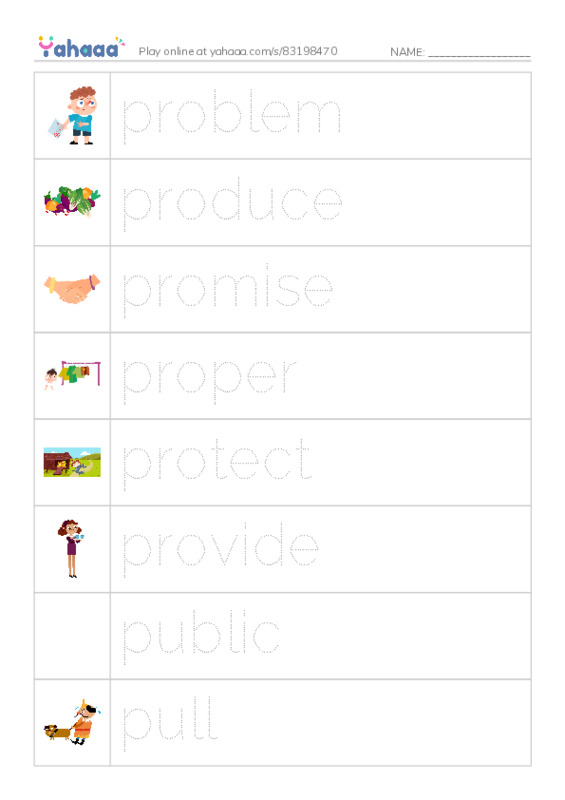 1000 basic English words: P 7 PDF one column image words