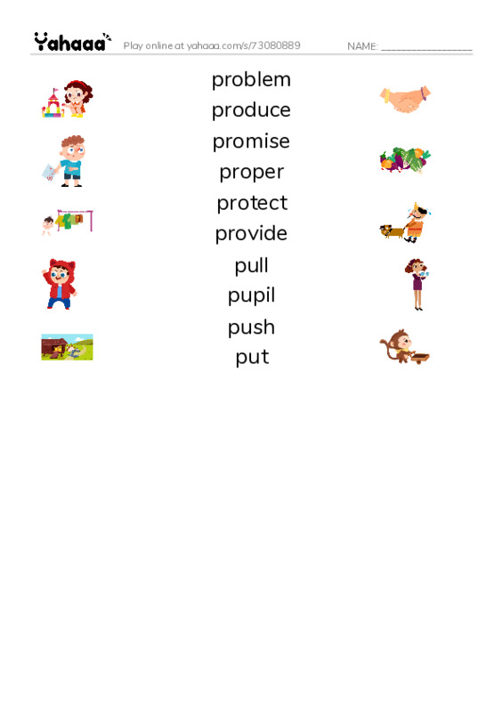 1000 basic English words: P 7 PDF three columns match words