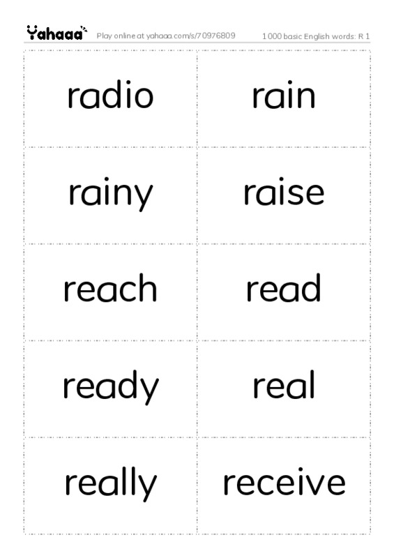 1000 basic English words: R 1 PDF two columns flashcards
