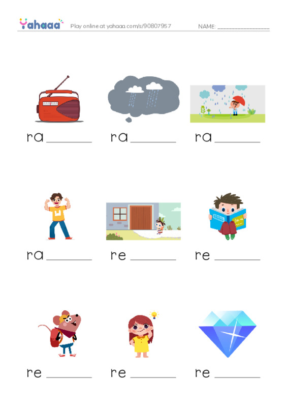 1000 basic English words: R 1 PDF worksheet to fill in words gaps