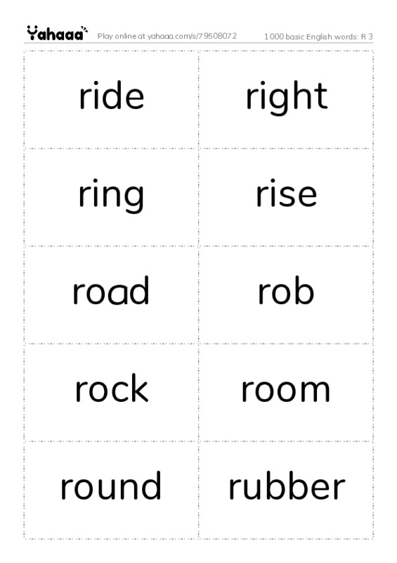 1000 basic English words: R 3 PDF two columns flashcards