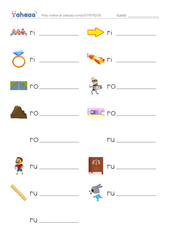 1000 basic English words: R 3 PDF worksheet writing row