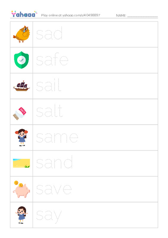 1000 basic English words: S 1 PDF one column image words