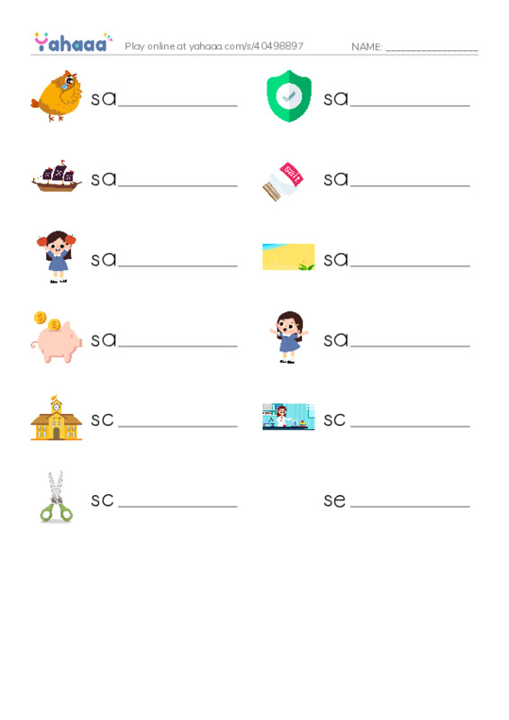 1000 basic English words: S 1 PDF worksheet writing row