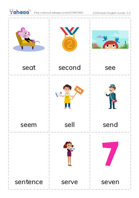 1000 basic English words: S 2 PDF flaschards with images