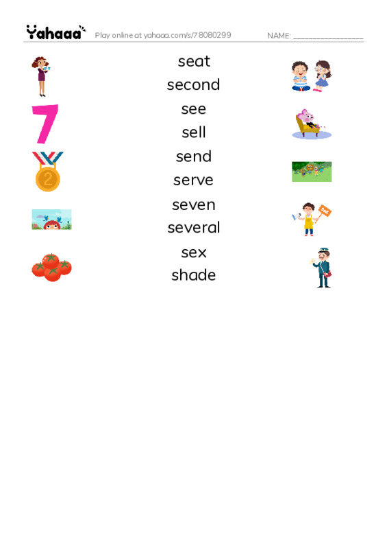 1000 basic English words: S 2 PDF three columns match words