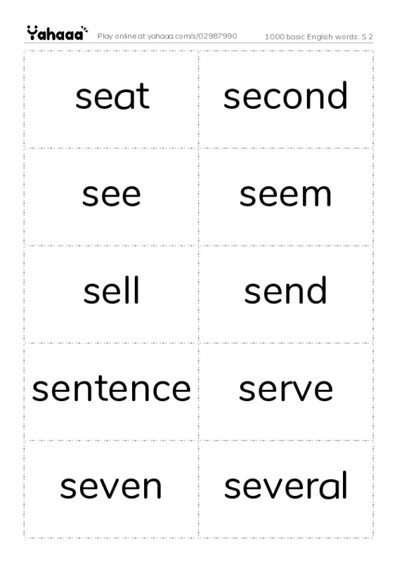 1000 basic English words: S 2 PDF two columns flashcards