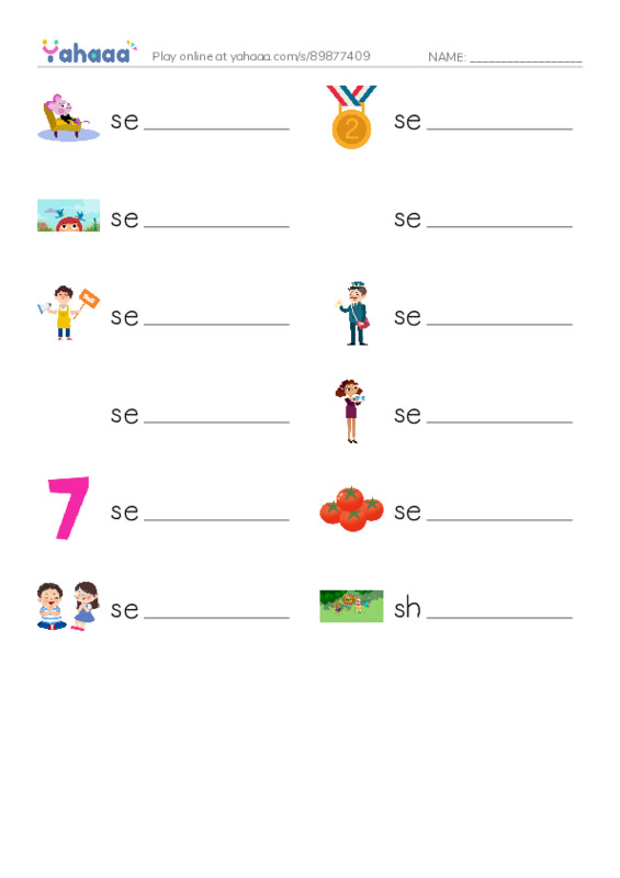 1000 basic English words: S 2 PDF worksheet writing row