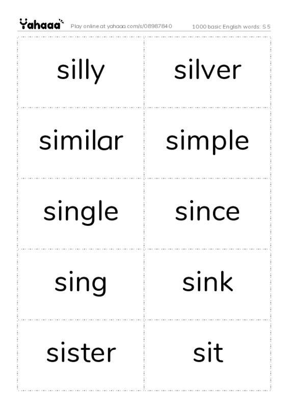 1000 basic English words: S 5 PDF two columns flashcards