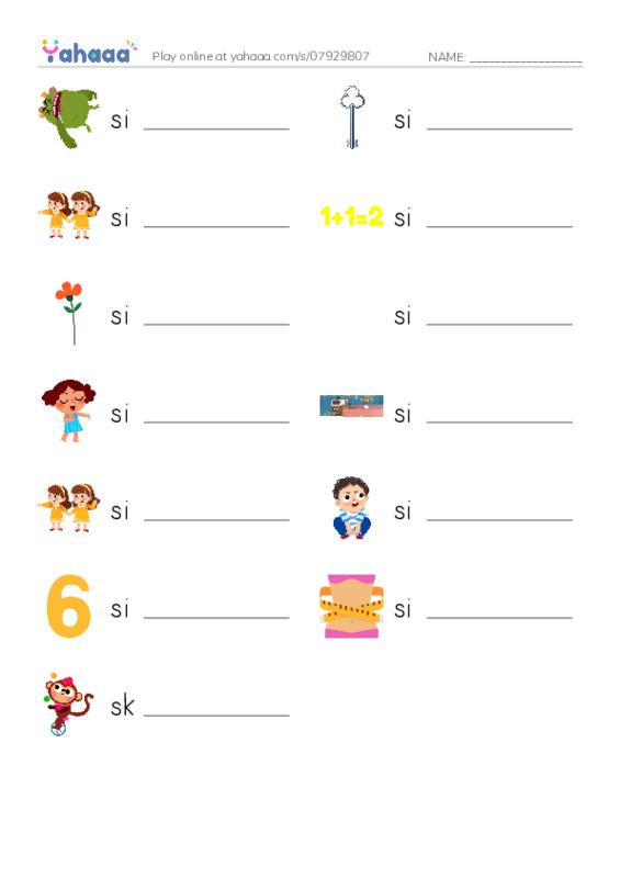 1000 basic English words: S 5 PDF worksheet writing row