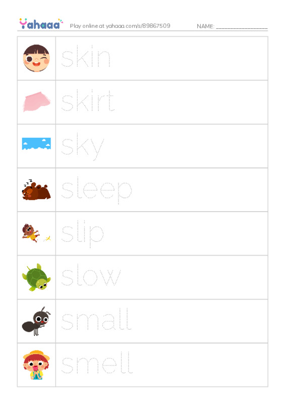 1000 basic English words: S 6 PDF one column image words