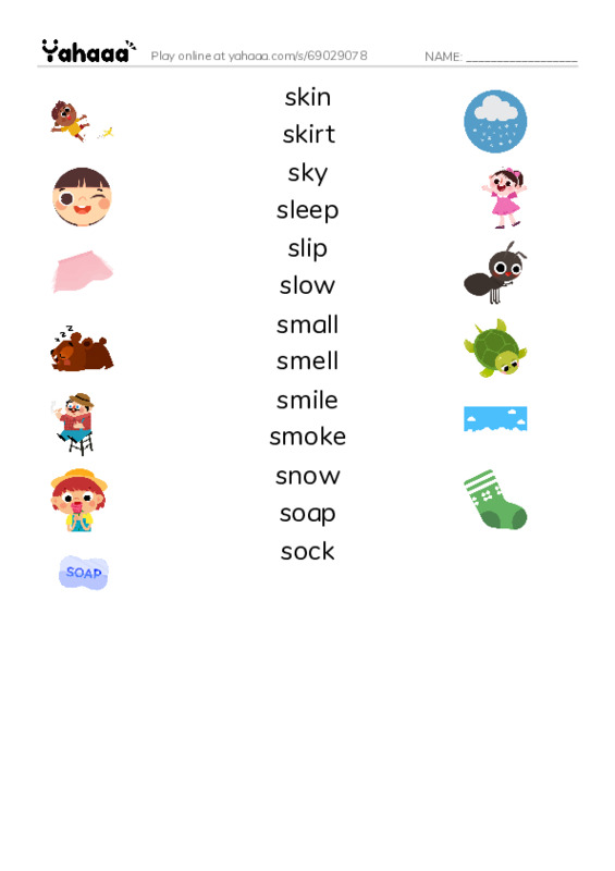 1000 basic English words: S 6 PDF three columns match words