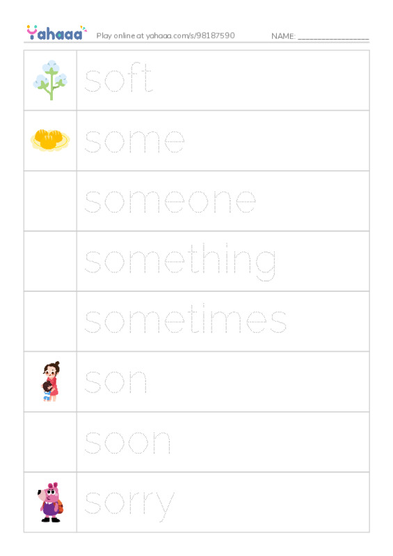 1000 basic English words: S 7 PDF one column image words