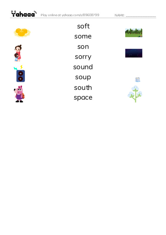 1000 basic English words: S 7 PDF three columns match words