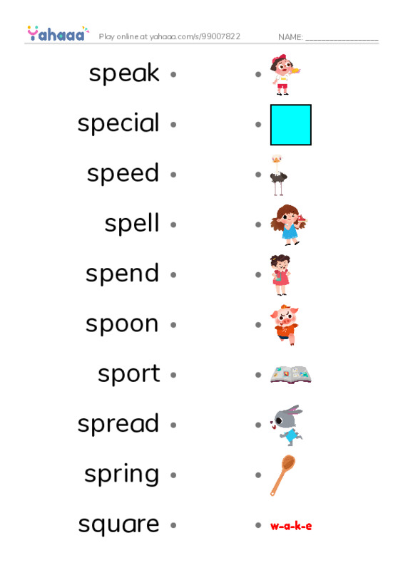 1000 basic English words: S 8 PDF link match words worksheet