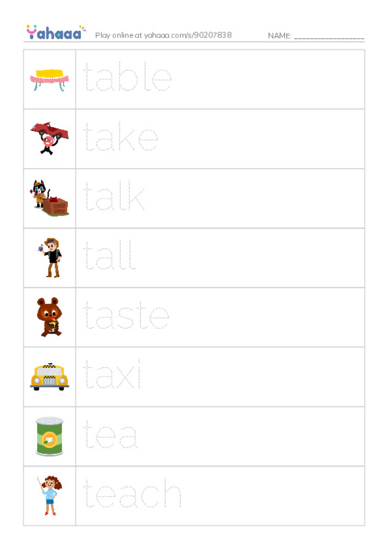 1000 basic English words: T 1 PDF one column image words