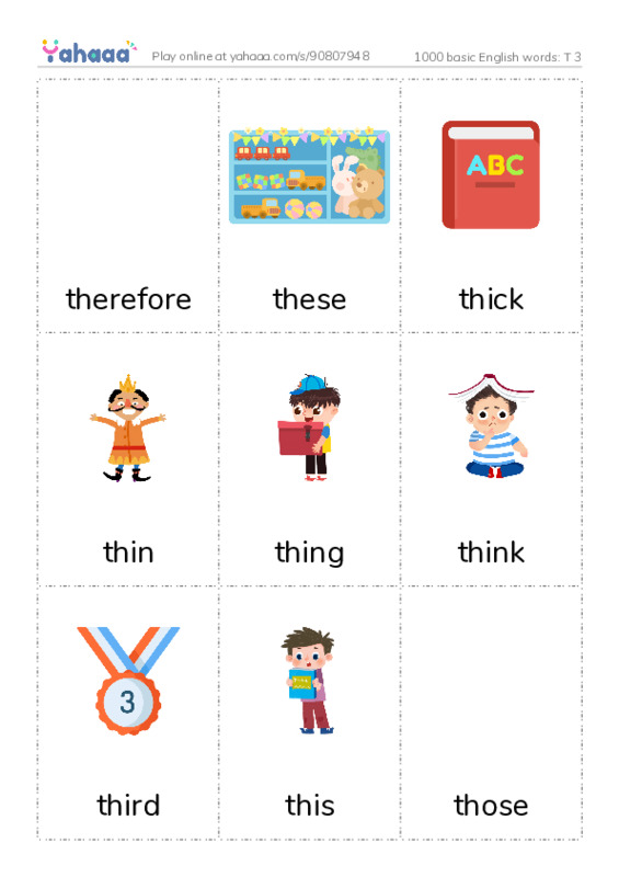 1000 basic English words: T 3 PDF flaschards with images