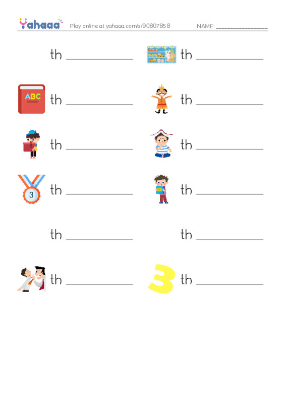 1000 basic English words: T 3 PDF worksheet writing row