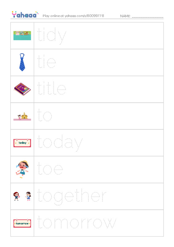 1000 basic English words: T 4 PDF one column image words