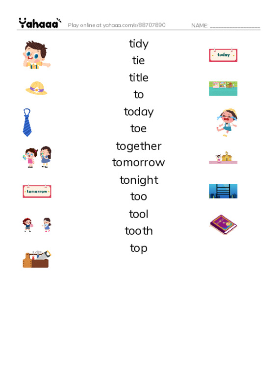 1000 basic English words: T 4 PDF three columns match words