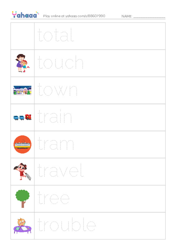 1000 basic English words: T 5 PDF one column image words