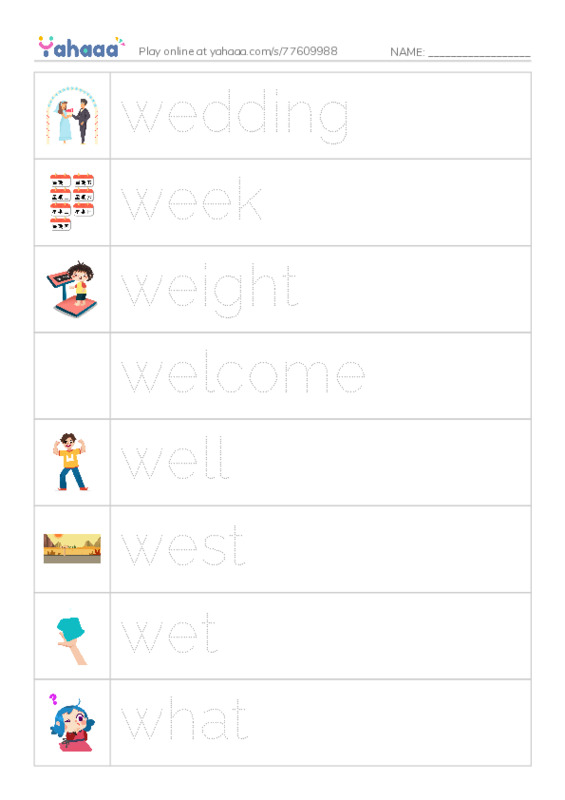 1000 basic English words: W 2 PDF one column image words