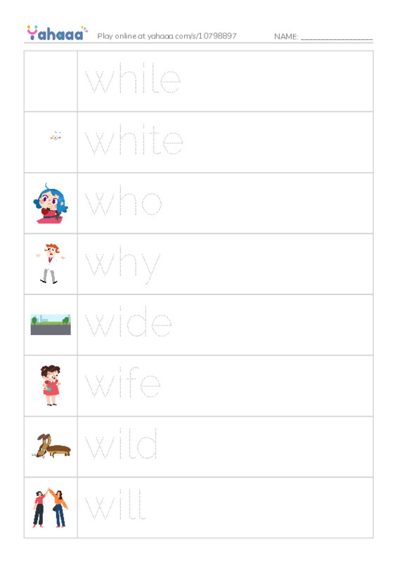 1000 basic English words: W 3 PDF one column image words