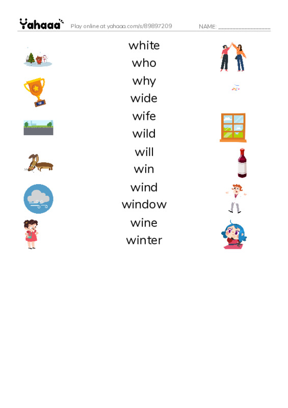 1000 basic English words: W 3 PDF three columns match words