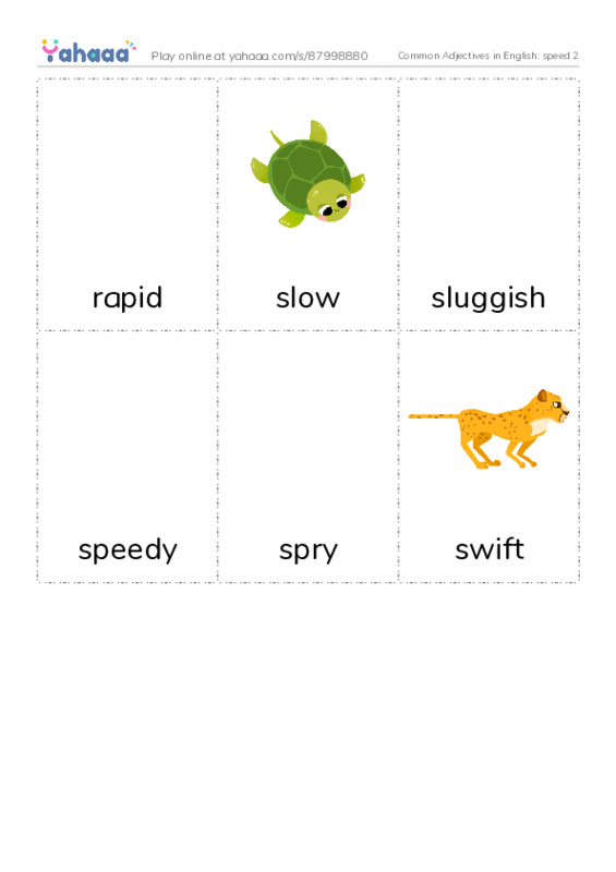 Common Adjectives in English: speed 2 PDF flaschards with images