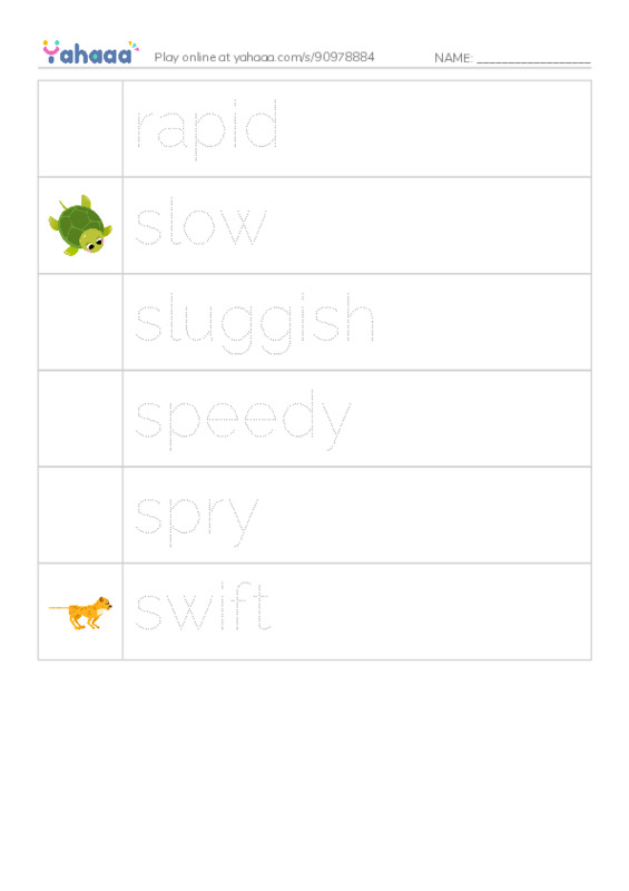 Common Adjectives in English: speed 2 PDF one column image words