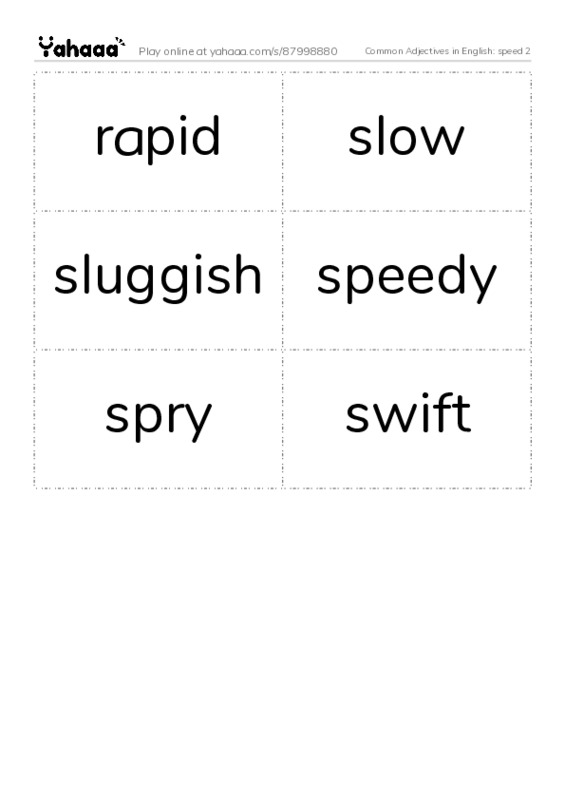 Common Adjectives in English: speed 2 PDF two columns flashcards