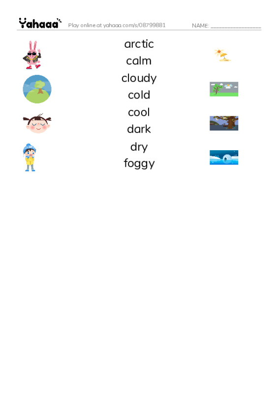 Common Adjectives in English: weather 1 PDF three columns match words