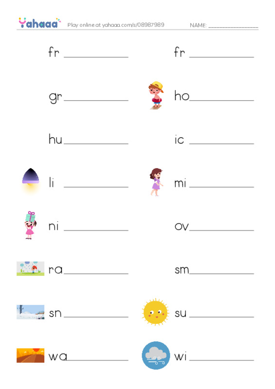Common Adjectives in English: weather 2 PDF worksheet writing row