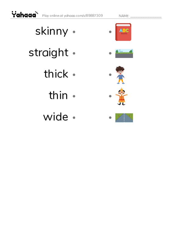 Common Adjectives in English: shape 2 PDF link match words worksheet