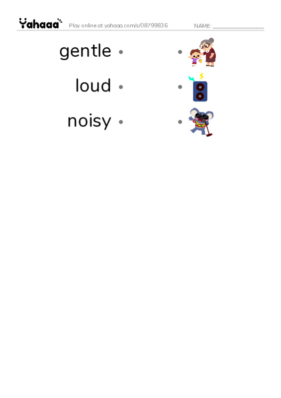 Common Adjectives in English: sound 1 PDF link match words worksheet