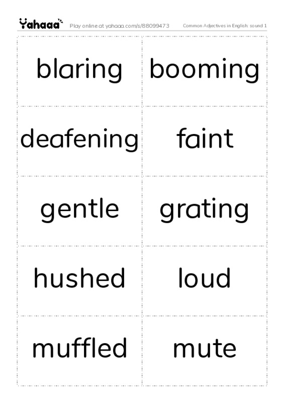 Common Adjectives in English: sound 1 PDF two columns flashcards