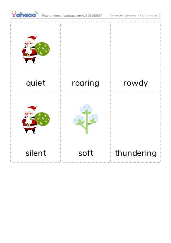 Common Adjectives in English: sound 2 PDF flaschards with images