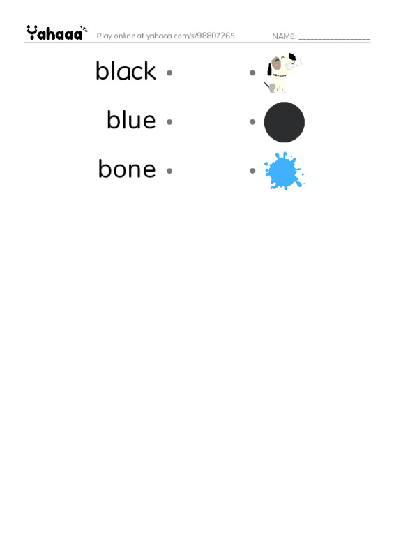 Common Adjectives in English: colors 1 PDF link match words worksheet
