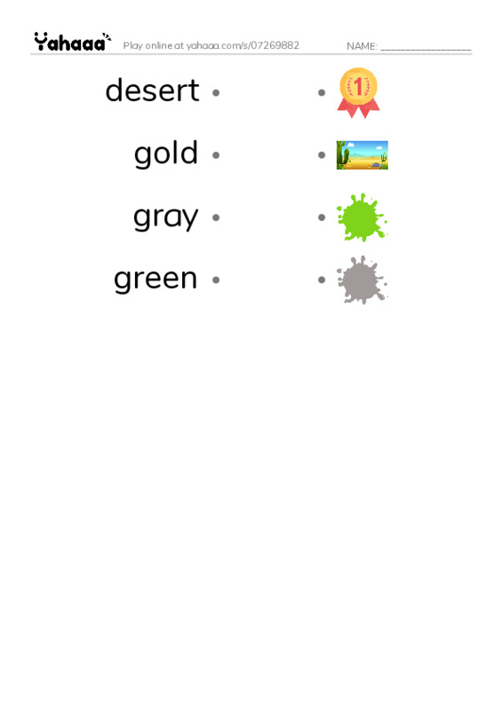 Common Adjectives in English: colors 4 PDF link match words worksheet