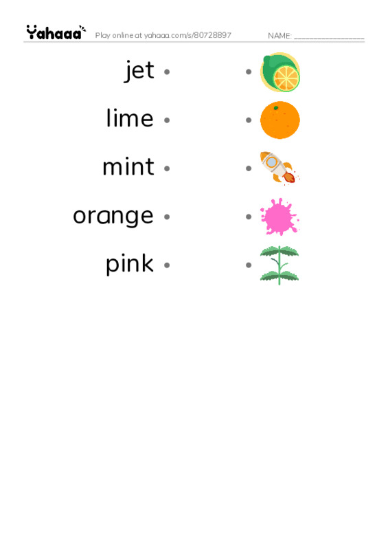 Common Adjectives in English: colors 5 PDF link match words worksheet