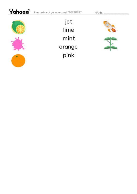 Common Adjectives in English: colors 5 PDF three columns match words