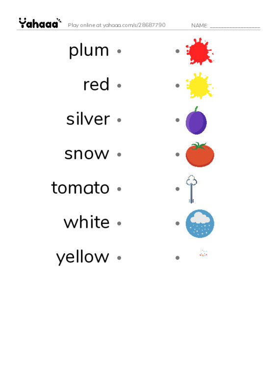 Common Adjectives in English: colors 6 PDF link match words worksheet