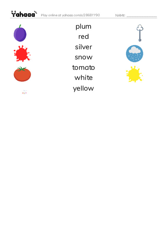 Common Adjectives in English: colors 6 PDF three columns match words