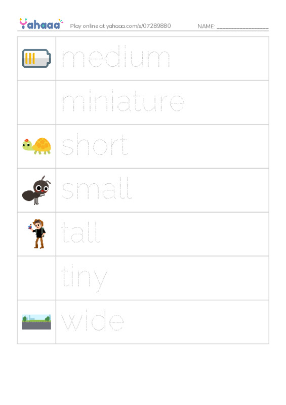 Common Adjectives in English: size 2 PDF one column image words