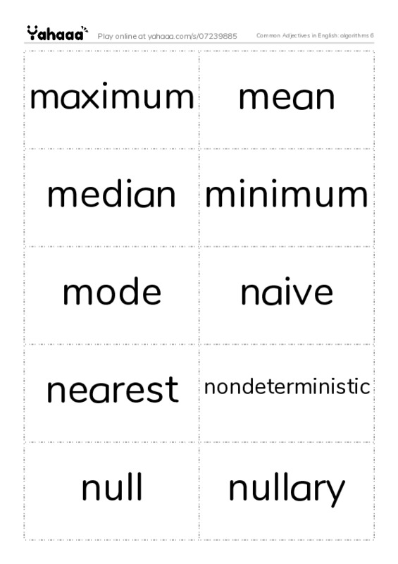 Common Adjectives in English: algorithms 6 PDF two columns flashcards